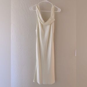 Fame and Partners Francois Ivory Matte Satin Midi Dress Size 2